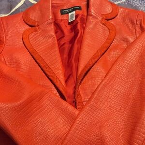 Jones New York Women's Vibrant Orange Croc-Embossed Blazer